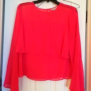 NWOT sheer deep pink blouse